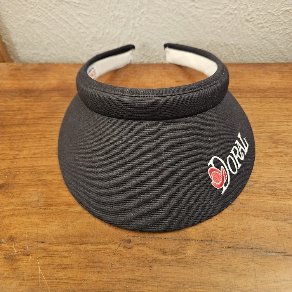 Vintage Doral Golf Visor Hat Cap Women's‎ Black Embroidered Made In USA Texace